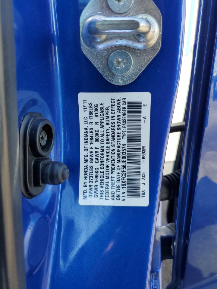 2018 Honda Civic Lx VIN: 19XFC2F56JE003574 Lot: 84059365