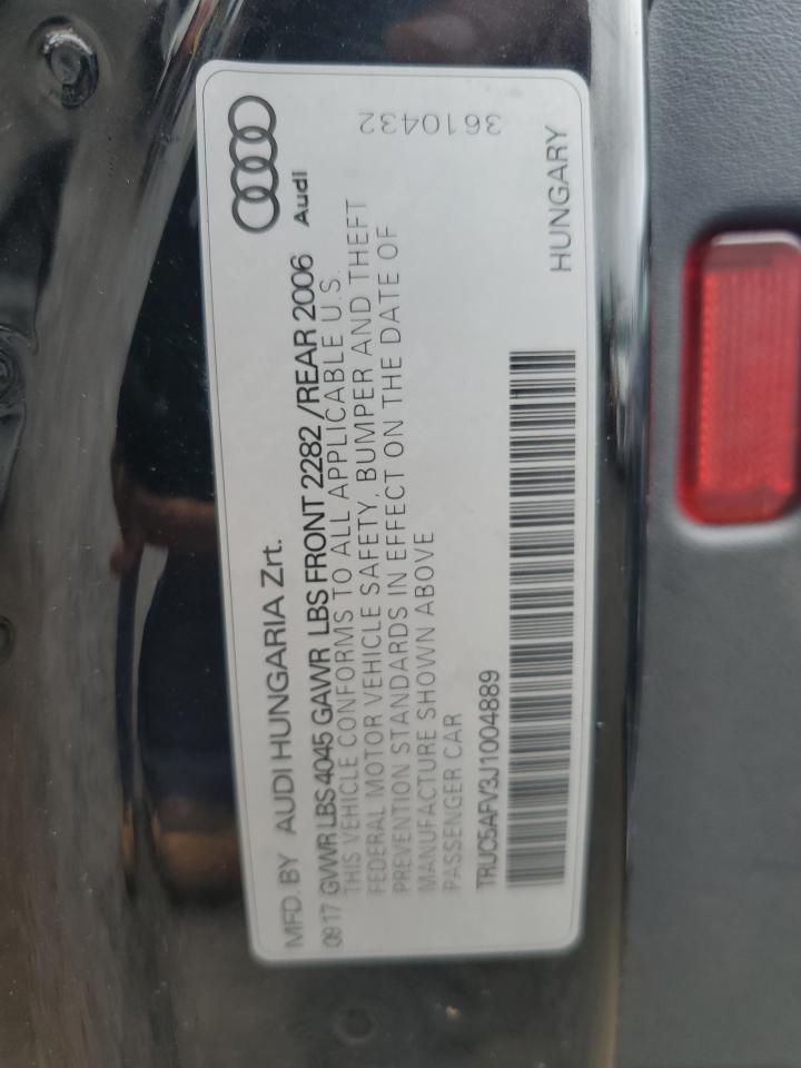 2018 Audi Tt VIN: TRUC5AFV3J1004889 Lot: 84239315