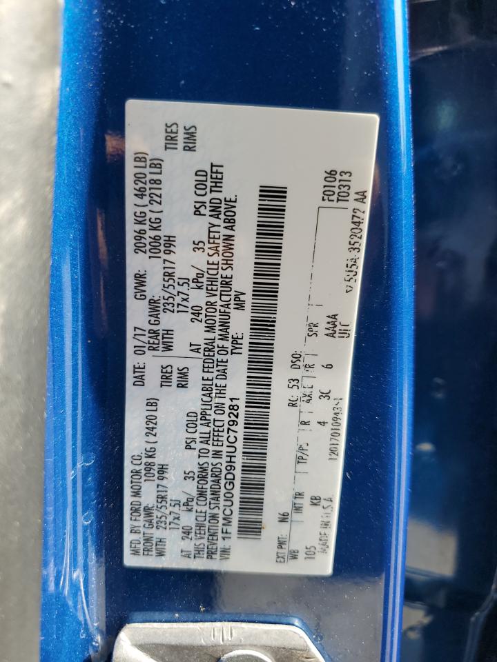 2017 Ford Escape Se VIN: 1FMCU0GD9HUC79281 Lot: 81308545