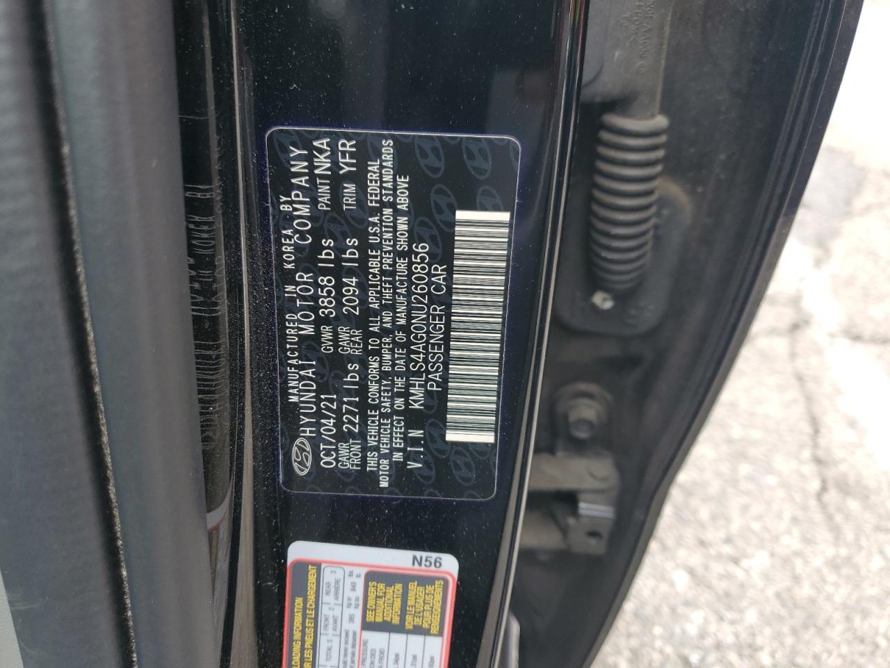 2022 Hyundai Elantra Sel VIN: KMHLS4AG0NU260856 Lot: 81229395