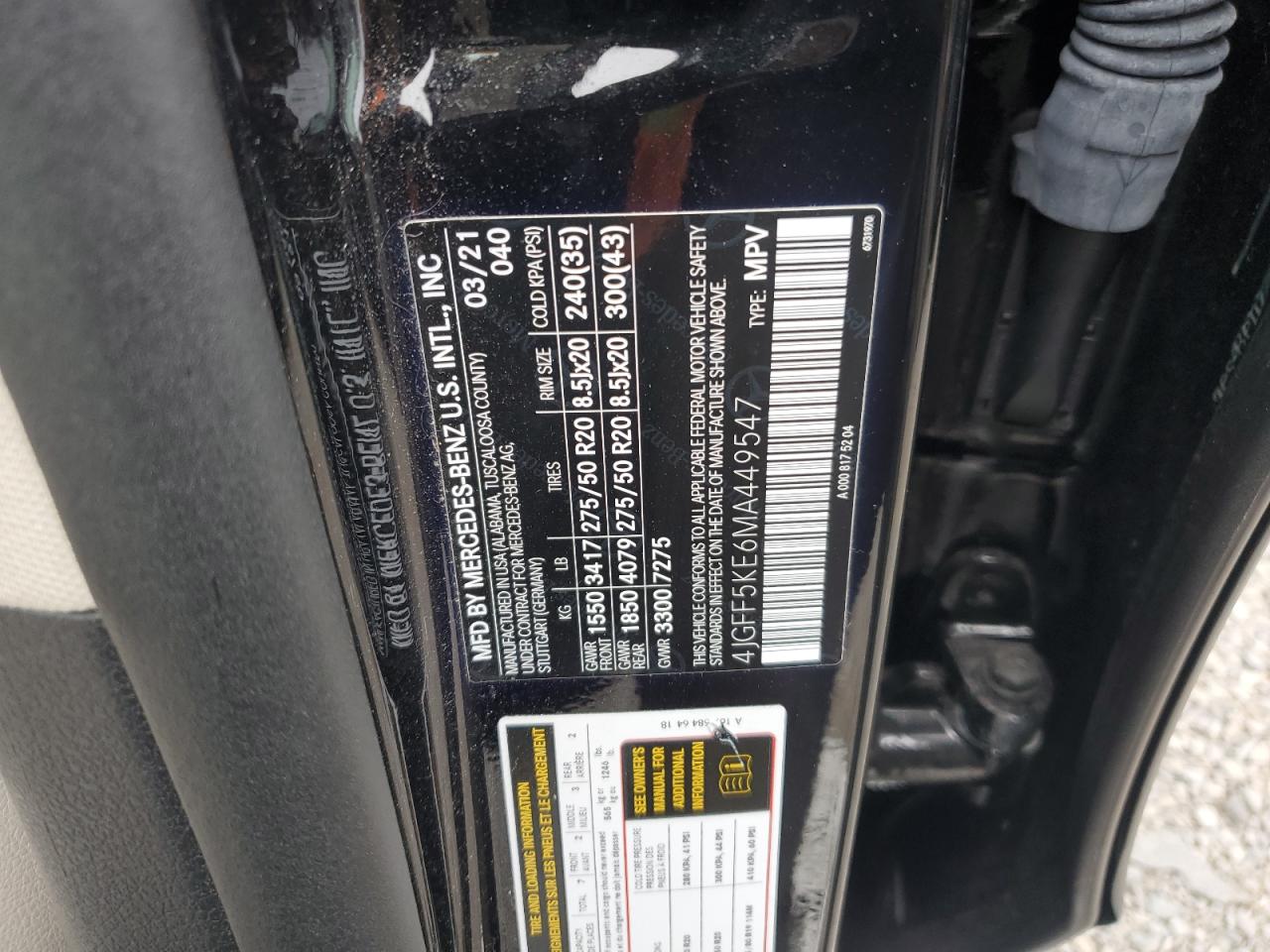 2021 Mercedes-Benz Gls 450 4Matic VIN: 4JGFF5KE6MA449547 Lot: 81263955