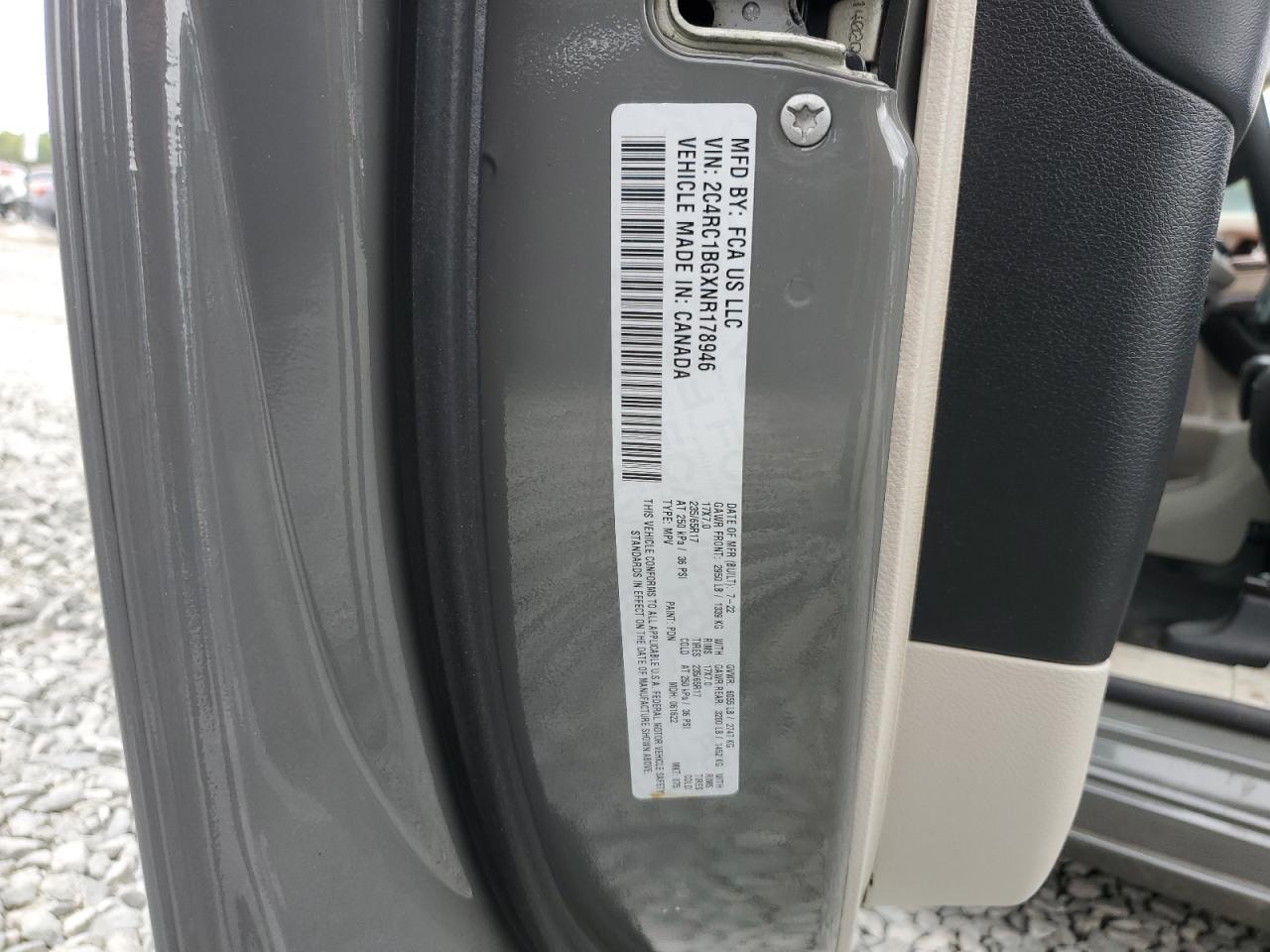 2022 Chrysler Pacifica Touring L VIN: 2C4RC1BGXNR178946 Lot: 81244885