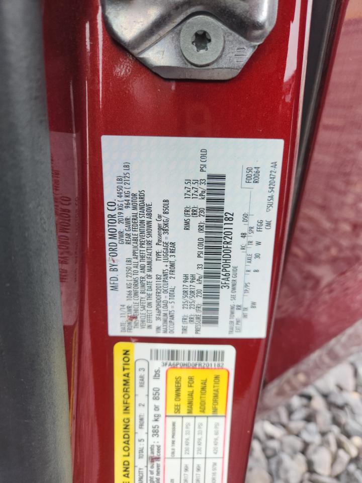 2015 Ford Fusion Se VIN: 3FA6P0HD0FR201182 Lot: 81673925