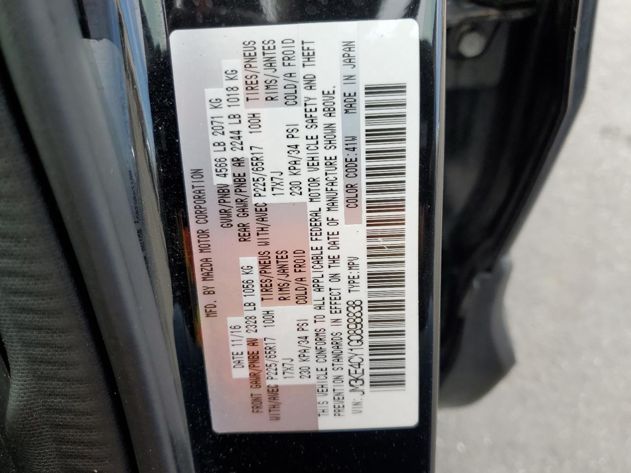 2016 Mazda Cx-5 Touring VIN: JM3KE4CY1G0898838 Lot: 80896855