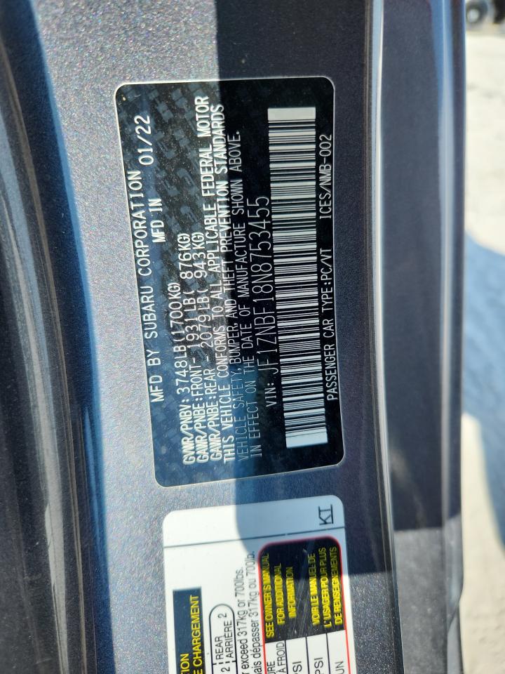 2022 Toyota Gr 86 Premium VIN: JF1ZNBF18N8753455 Lot: 71682345