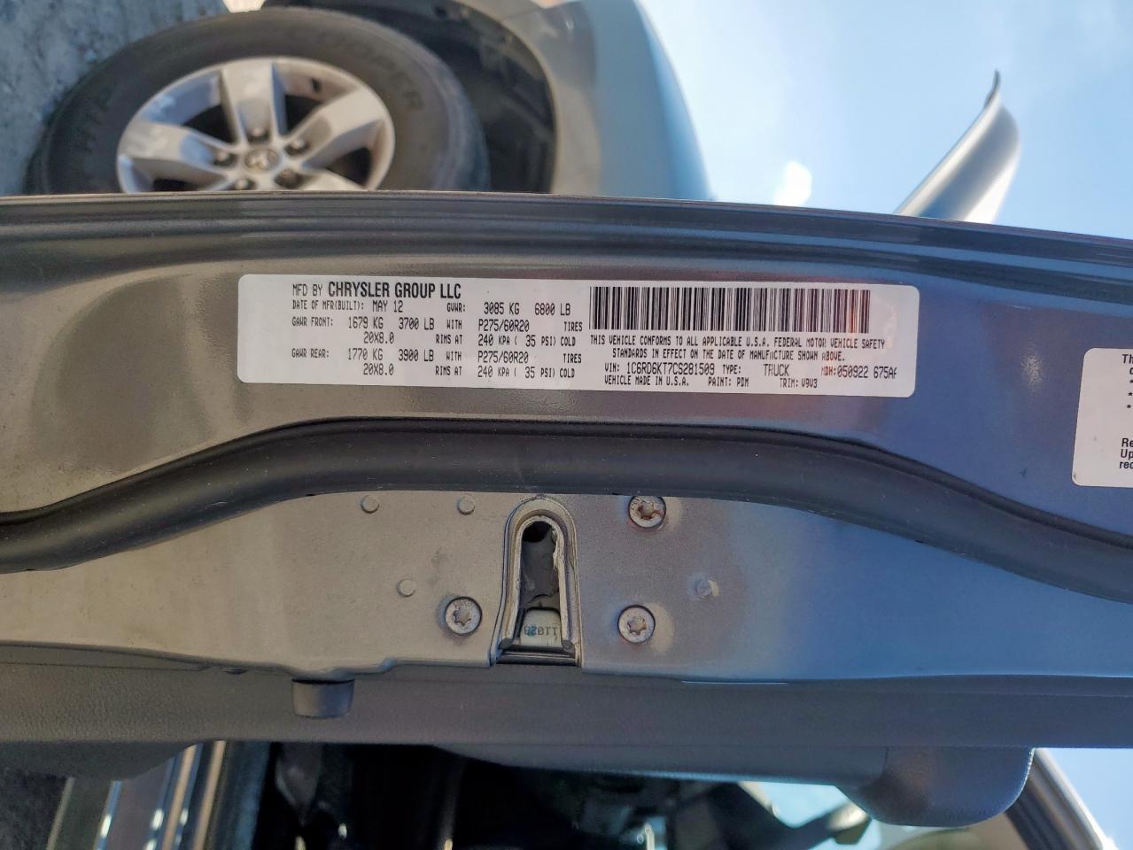 2012 Dodge Ram 1500 St VIN: 1C6RD6KT7CS281509 Lot: 71298165