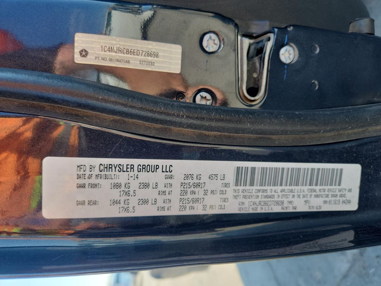 2014 Jeep Patriot Limited VIN: 1C4NJRCB6ED728698 Lot: 69154575