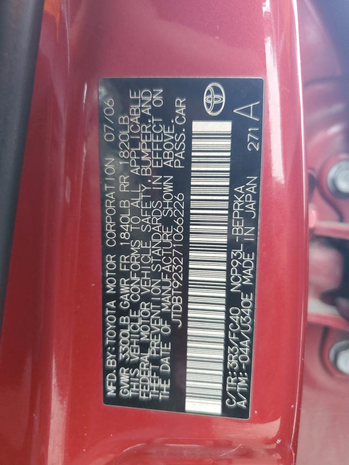 2007 Toyota Yaris VIN: JTDBT923271066226 Lot: 84596955