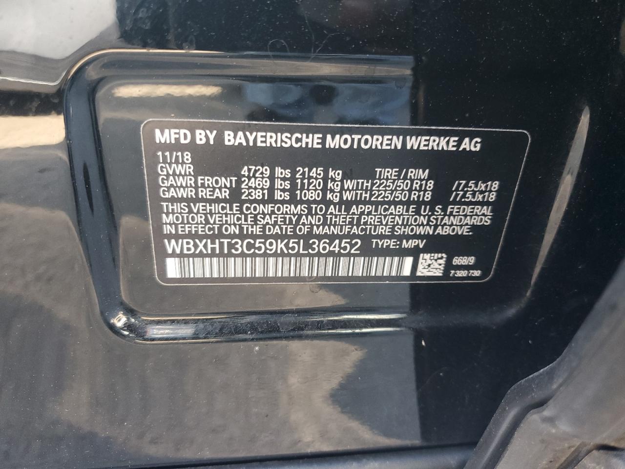 2019 BMW X1 xDrive28I VIN: WBXHT3C59K5L36452 Lot: 72072505