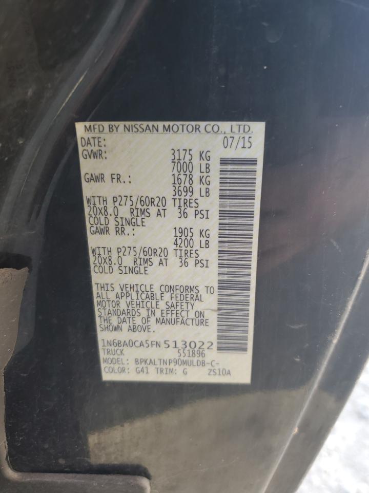 2015 Nissan Titan S VIN: 1N6BA0CA5FN513022 Lot: 84386745