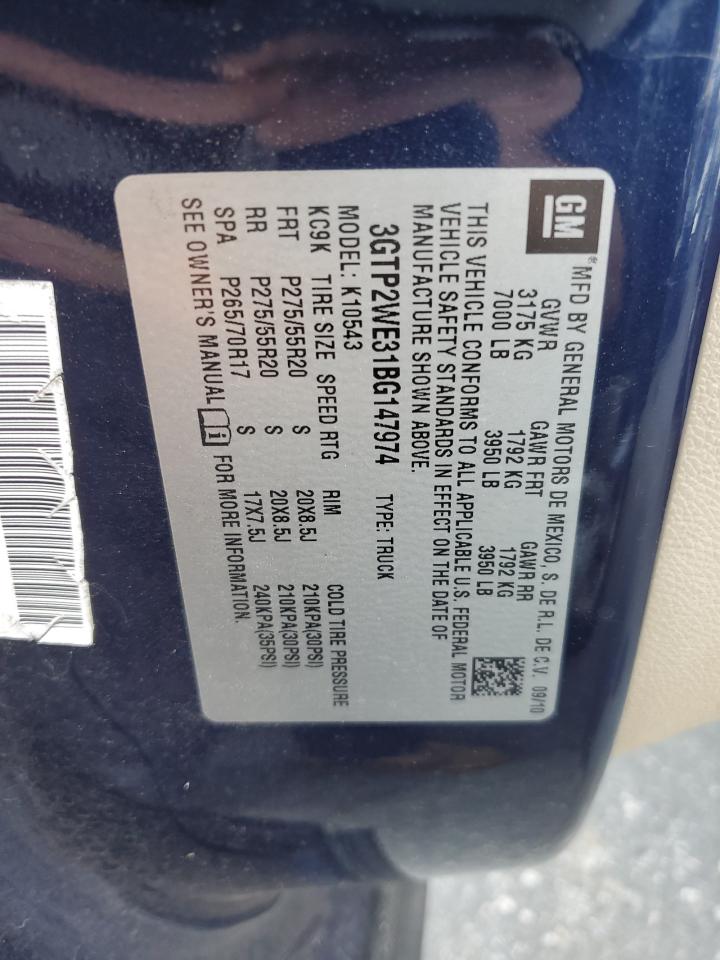 2011 GMC Sierra K1500 Slt VIN: 3GTP2WE31BG147974 Lot: 80111545