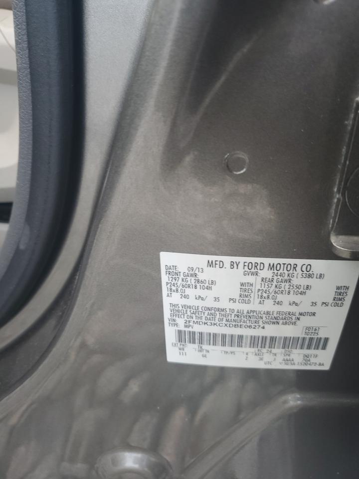 2013 Ford Edge Limited VIN: 2FMDK3KCXDBE06274 Lot: 70856535