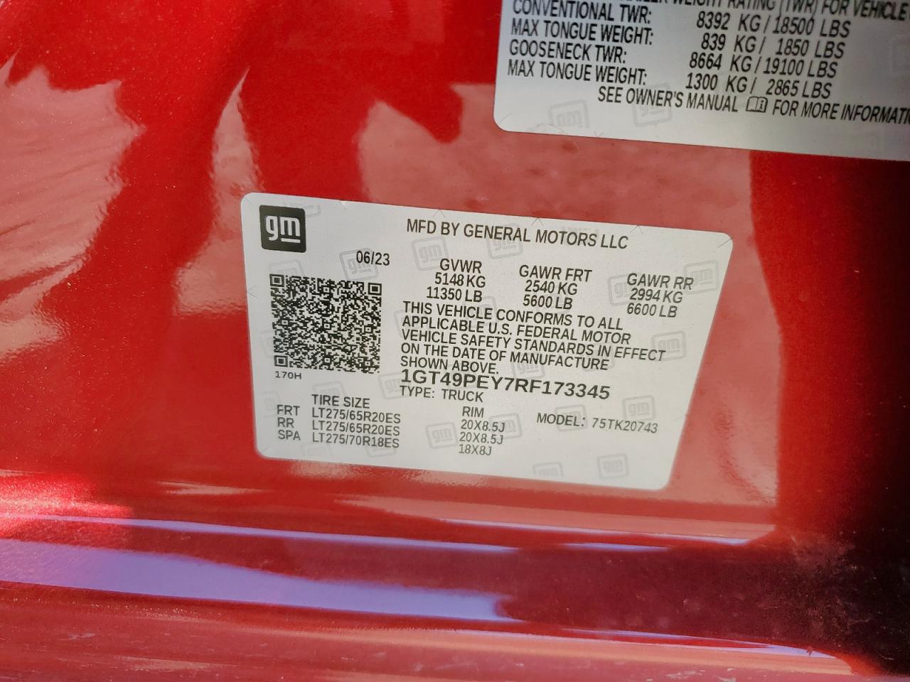 2024 GMC Sierra K2500 At4 VIN: 1GT49PEY7RF173345 Lot: 71416025