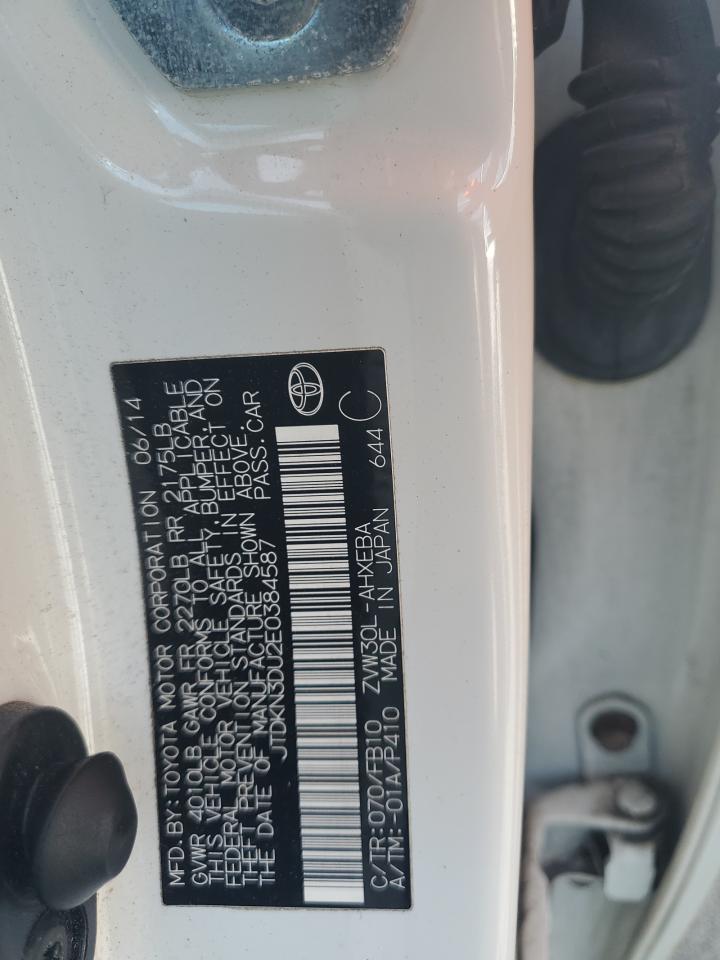 2014 Toyota Prius VIN: JTDKN3DU2E0384587 Lot: 84631905