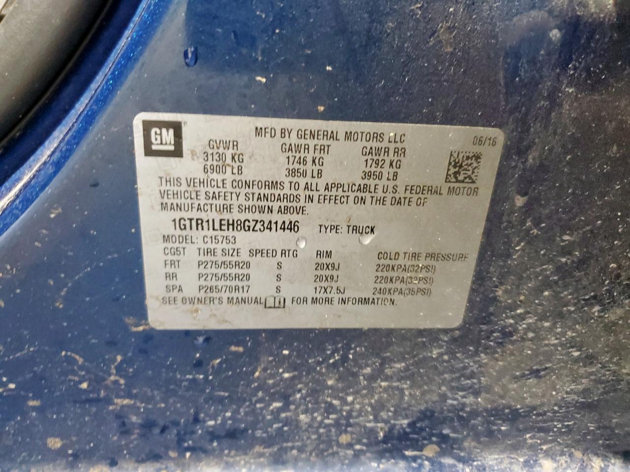 2016 GMC Sierra C1500 VIN: 1GTR1LEH8GZ341446 Lot: 80211105