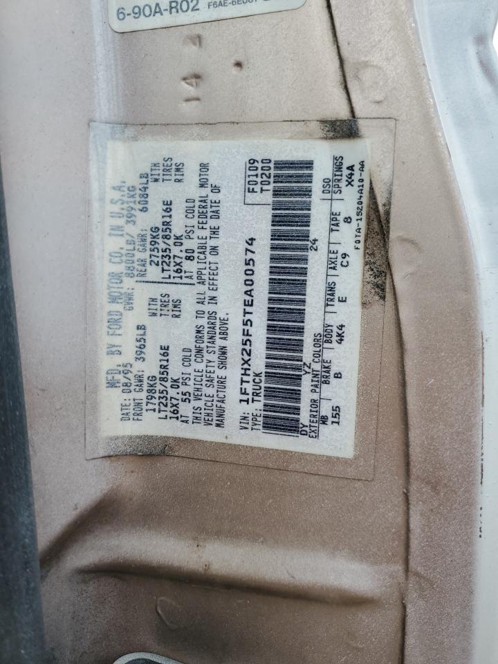 1996 Ford F250 VIN: 1FTHX25F5TEA00574 Lot: 83993395