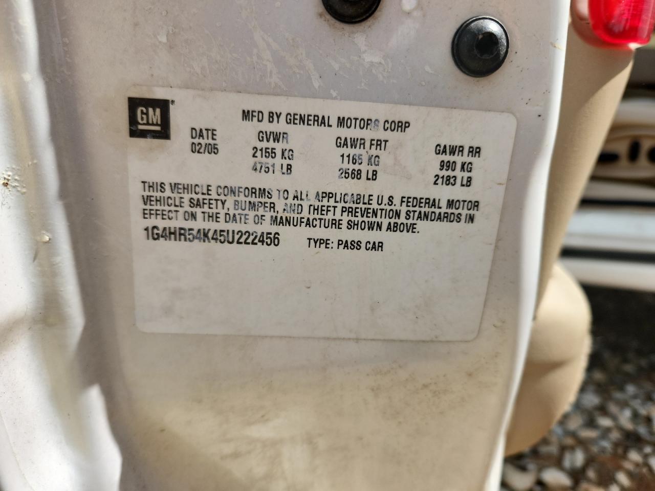 2005 Buick Lesabre Limited VIN: 1G4HR54K45U222456 Lot: 71203975