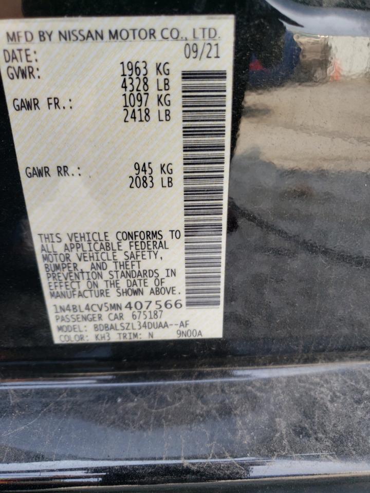 2021 Nissan Altima Sr VIN: 1N4BL4CV5MN407566 Lot: 71528685