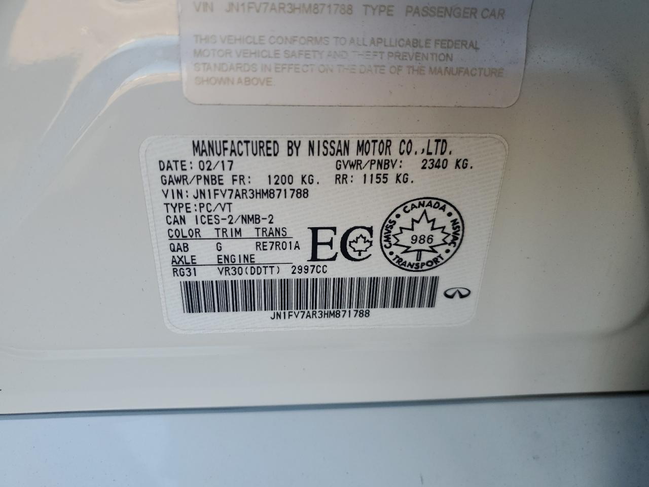 2017 Infiniti Q50 Red Sport 400 VIN: JN1FV7AR3HM871788 Lot: 81396575