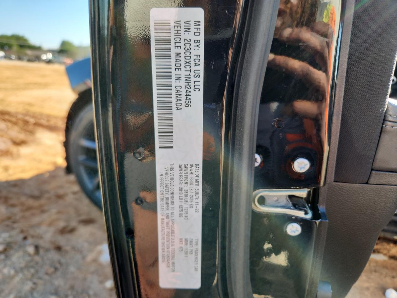 2022 Dodge Charger R/T VIN: 2C3CDXCT1NH244456 Lot: 83927945