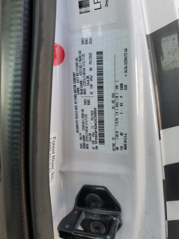 2019 Ford Econoline E450 Super Duty Cutaway Van VIN: 1FDXE4FS0KDC50605 Lot: 71422095