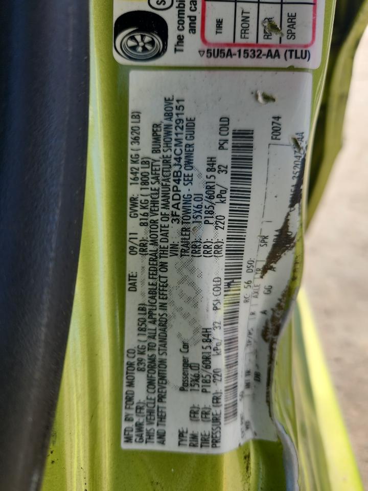 2012 Ford Fiesta Se VIN: 3FADP4BJ4CM129151 Lot: 84241395