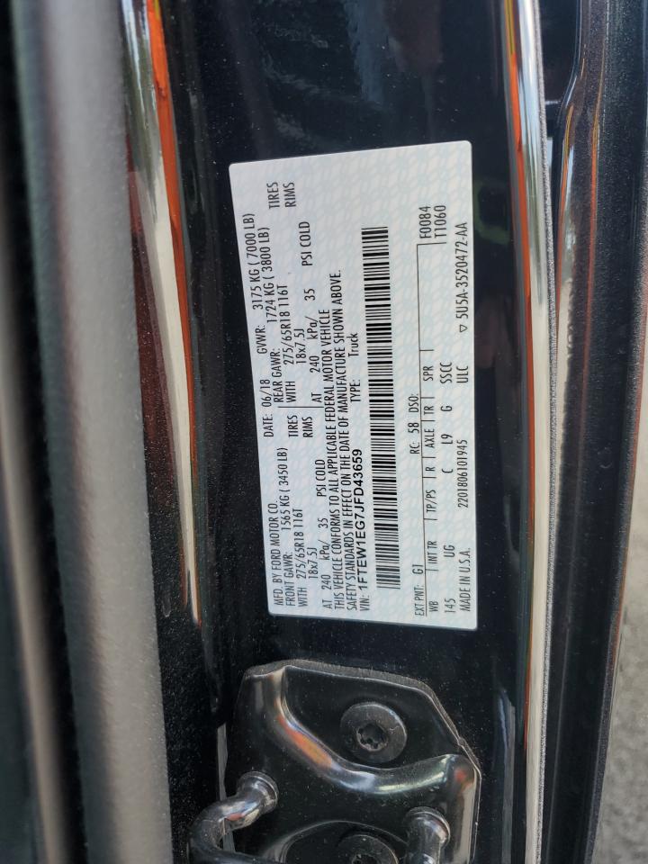 2018 Ford F150 Supercrew VIN: 1FTEW1EG7JFD43659 Lot: 71540195