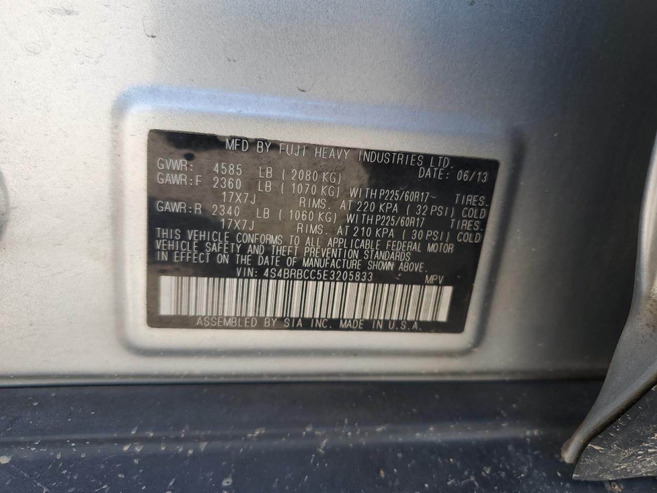 2014 Subaru Outback 2.5I Premium VIN: 4S4BRBCC5E3205833 Lot: 81440875