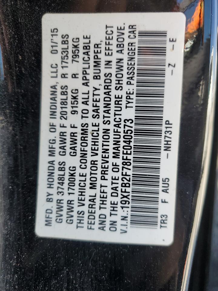 2015 Honda Civic Se VIN: 19XFB2F78FE040573 Lot: 84830855