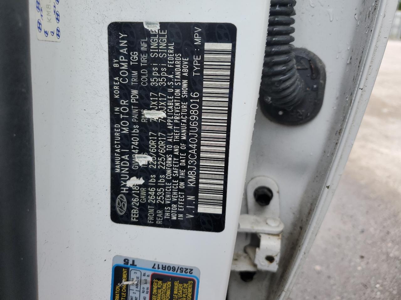 2018 Hyundai Tucson Sel VIN: KM8J3CA40JU698016 Lot: 71360835