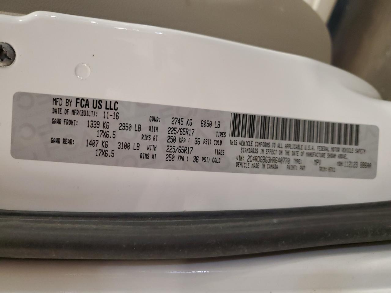 2017 Dodge Grand Caravan Se VIN: 2C4RDGBG3HR640770 Lot: 70178435