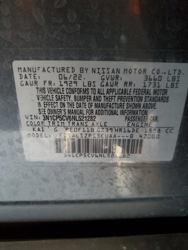 2022 Nissan Kicks Sv VIN: 3N1CP5CV6NL521282 Lot: 81055305