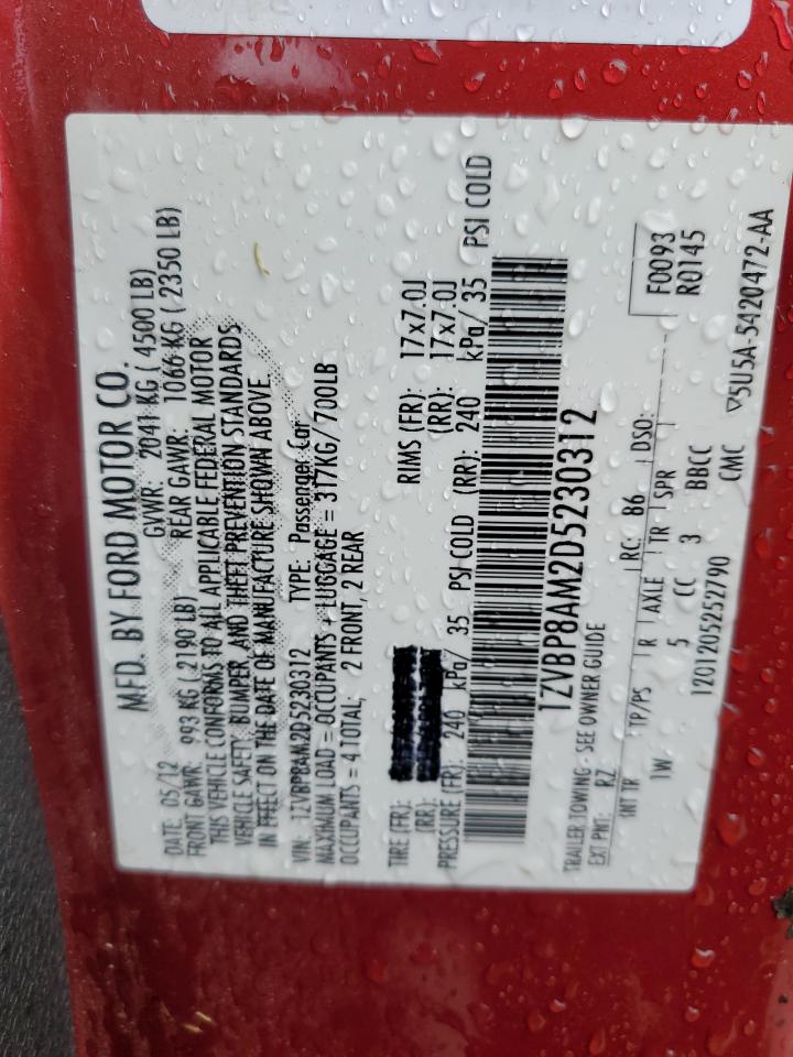 2013 Ford Mustang VIN: 1ZVBP8AM2D5230312 Lot: 85739295