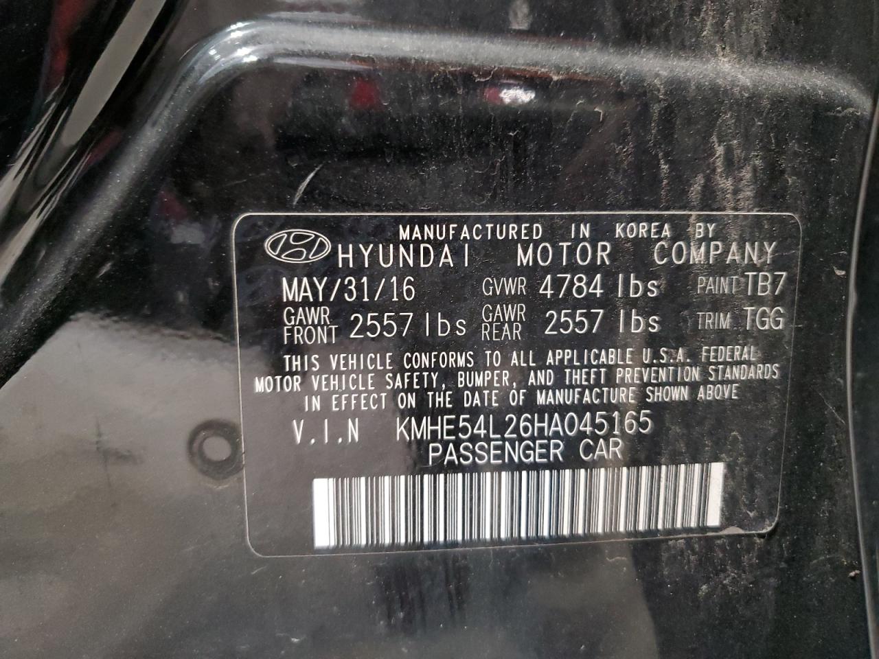 2017 Hyundai Sonata Plug-In Hybrid VIN: KMHE54L26HA045165 Lot: 71665535