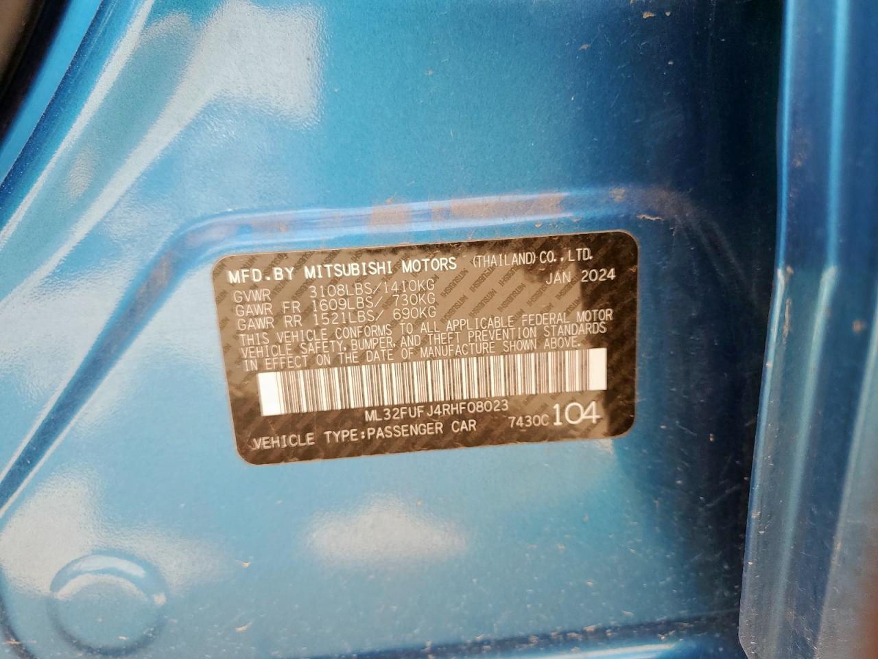 2024 Mitsubishi Mirage G4 Es VIN: ML32FUFJ4RHF08023 Lot: 81493175