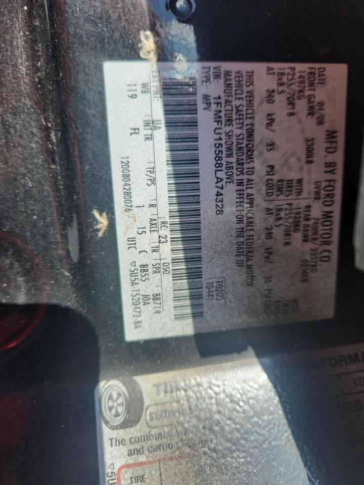 2008 Ford Expedition Xlt VIN: 1FMFU15588LA74328 Lot: 81674055