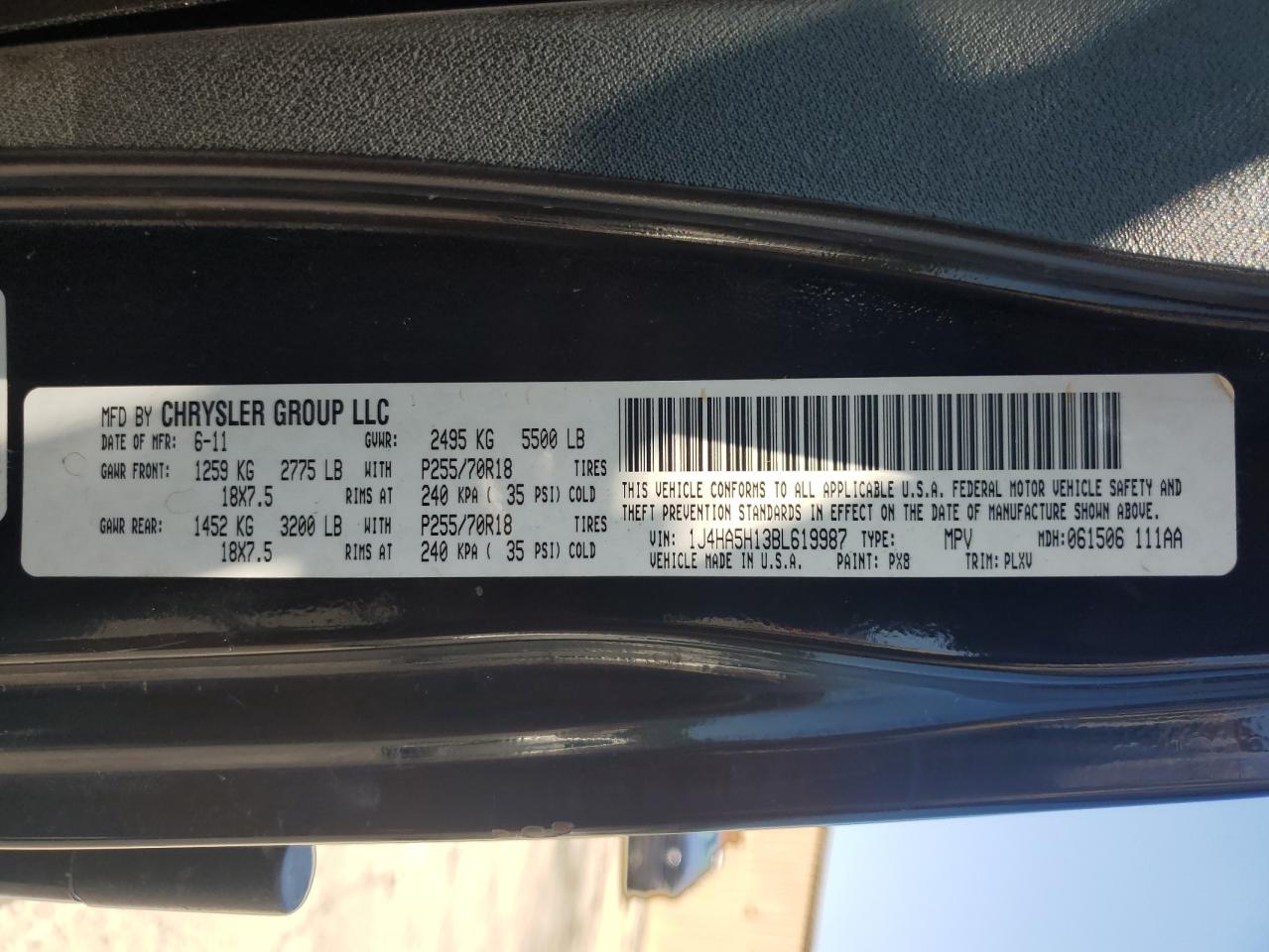 2011 Jeep Wrangler Unlimited Sahara VIN: 1J4HA5H13BL619987 Lot: 71265605