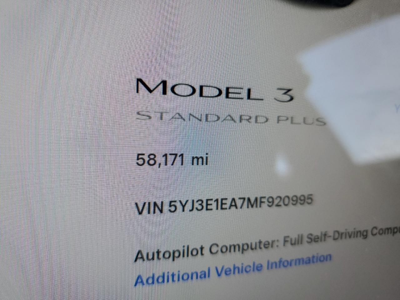 2021 Tesla Model 3 VIN: 5YJ3E1EA7MF920995 Lot: 84188105