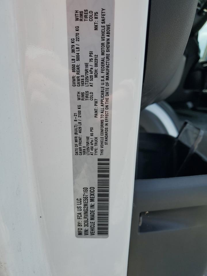 2021 Ram Promaster 1500 1500 Standard VIN: 3C6LRVNG2ME567160 Lot: 71649475