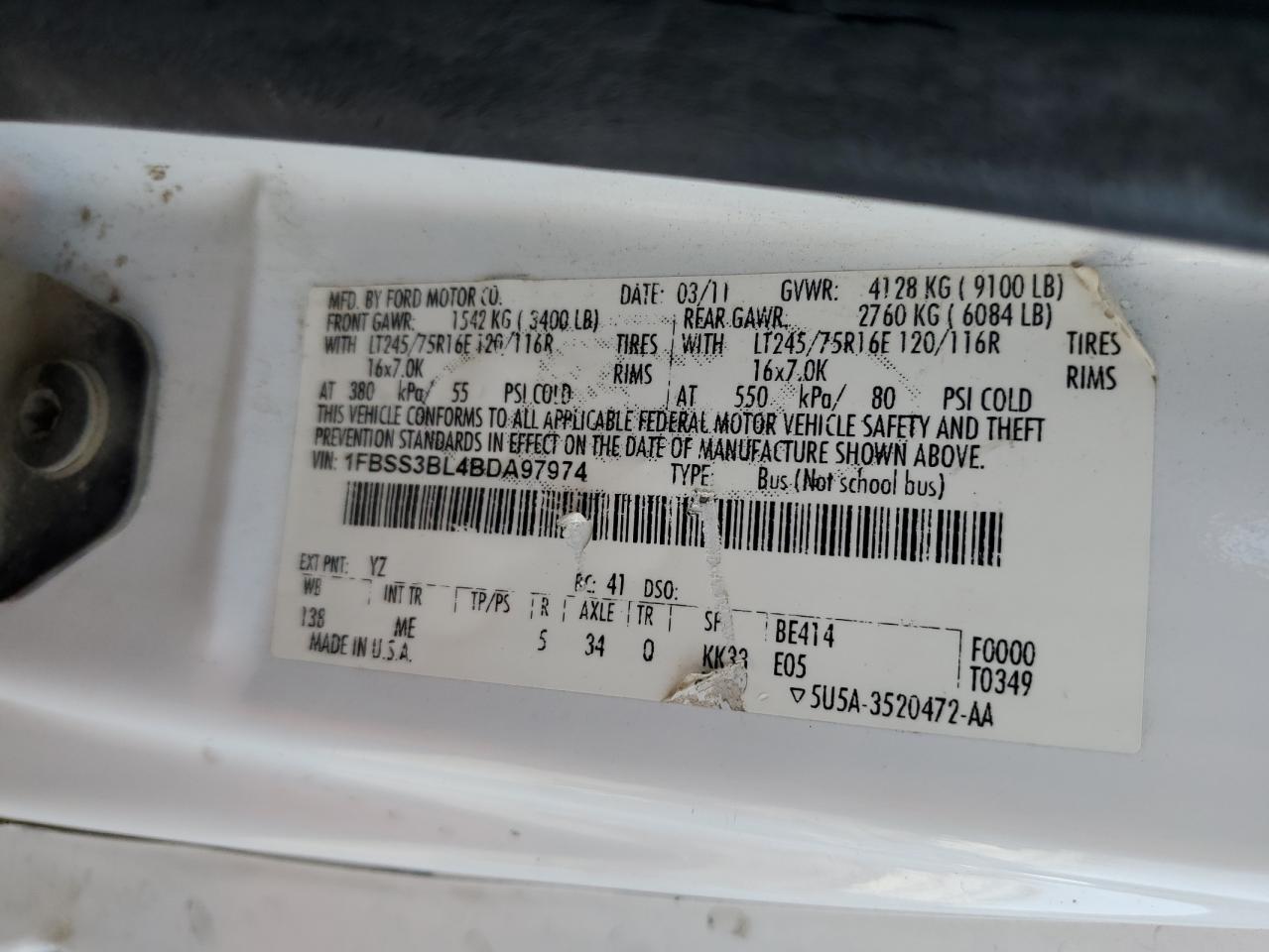 2011 Ford Econoline E350 Super Duty Wagon VIN: 1FBSS3BL4BDA97974 Lot: 80789755