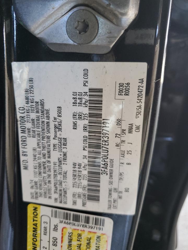 2014 Ford Fusion Se Hybrid VIN: 3FA6P0LU7ER397191 Lot: 80708895