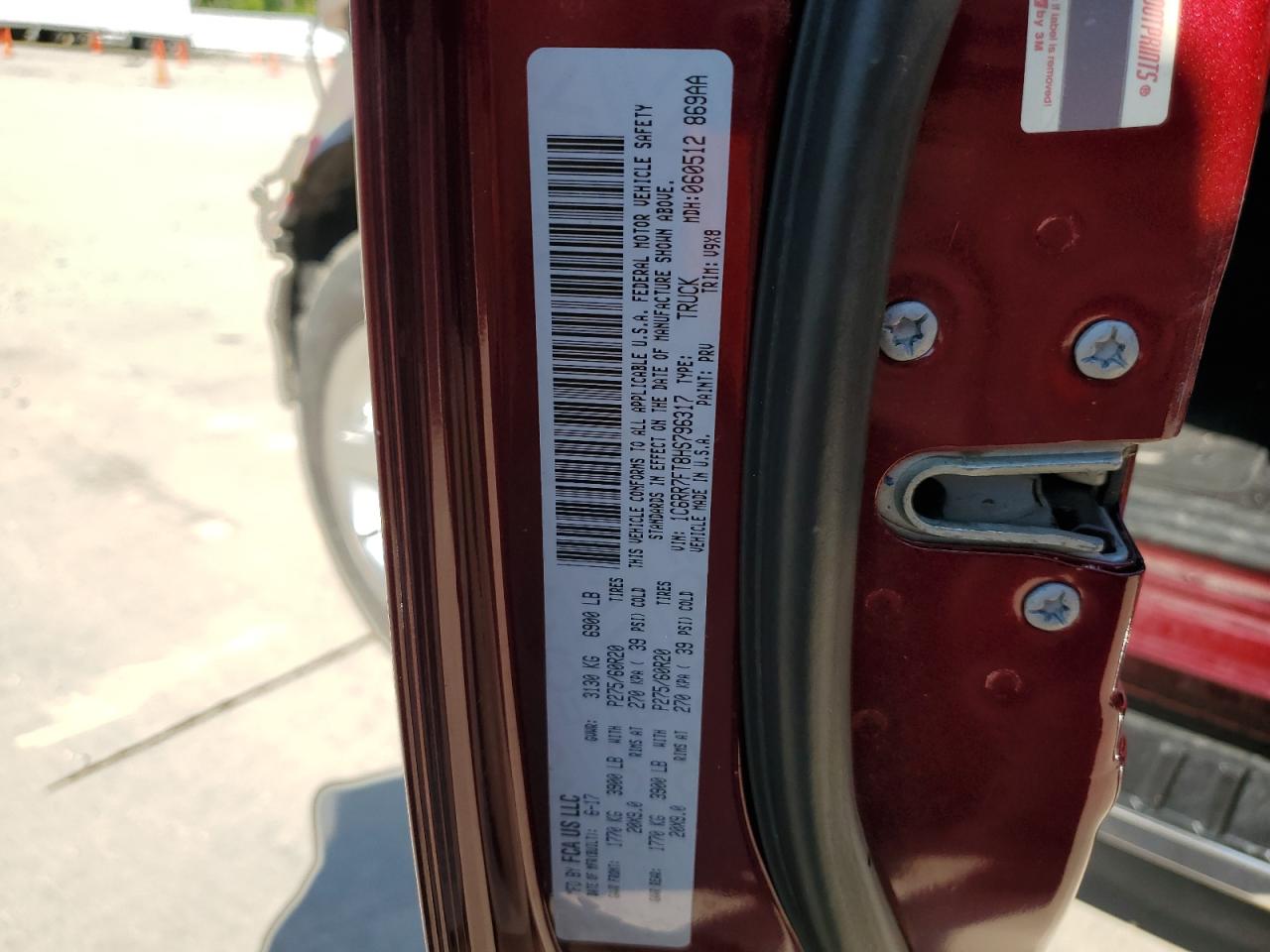 2017 Ram 1500 St VIN: 1C6RR7FT8HS796317 Lot: 80188765