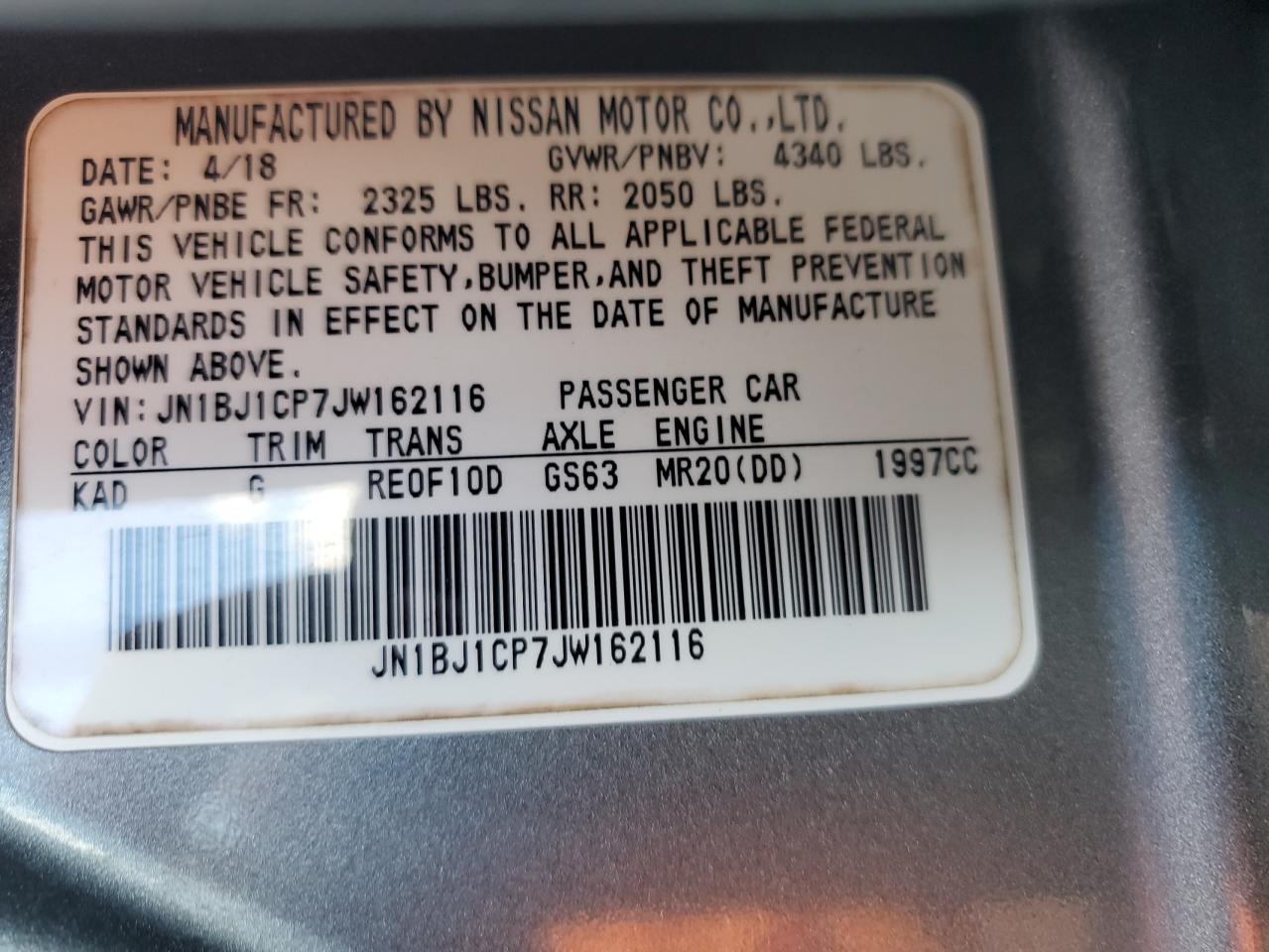 2018 Nissan Rogue Sport S VIN: JN1BJ1CP7JW162116 Lot: 81367105