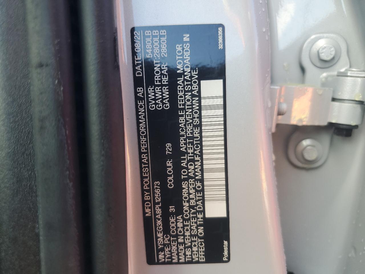 2023 Polestar 2 VIN: YSMEG3KA8PL125673 Lot: 84008605