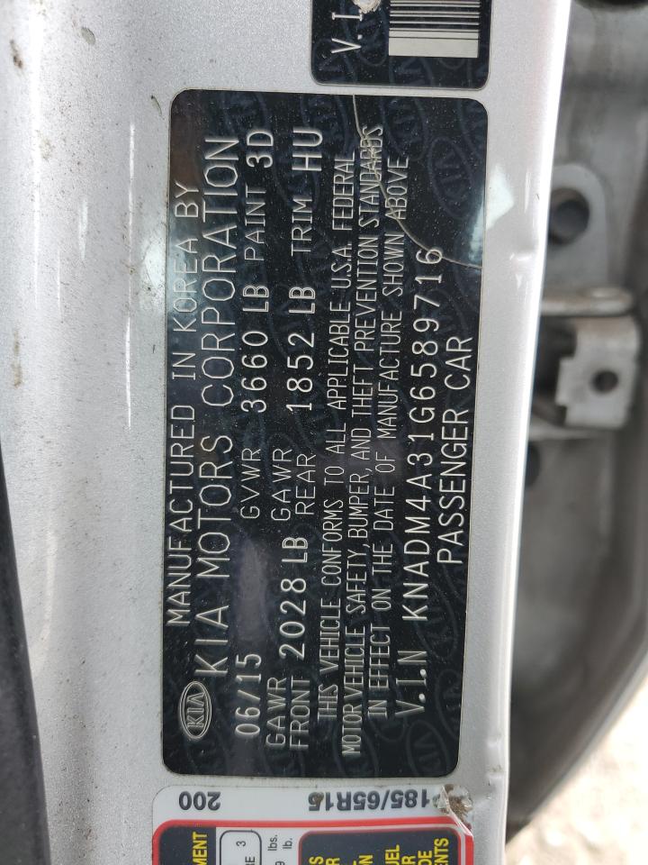 2016 Kia Rio Lx VIN: KNADM4A31G6589716 Lot: 84698715