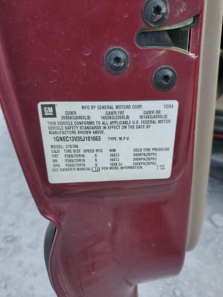 2005 Chevrolet Tahoe C1500 VIN: 1GNEC13V35J181663 Lot: 81443915