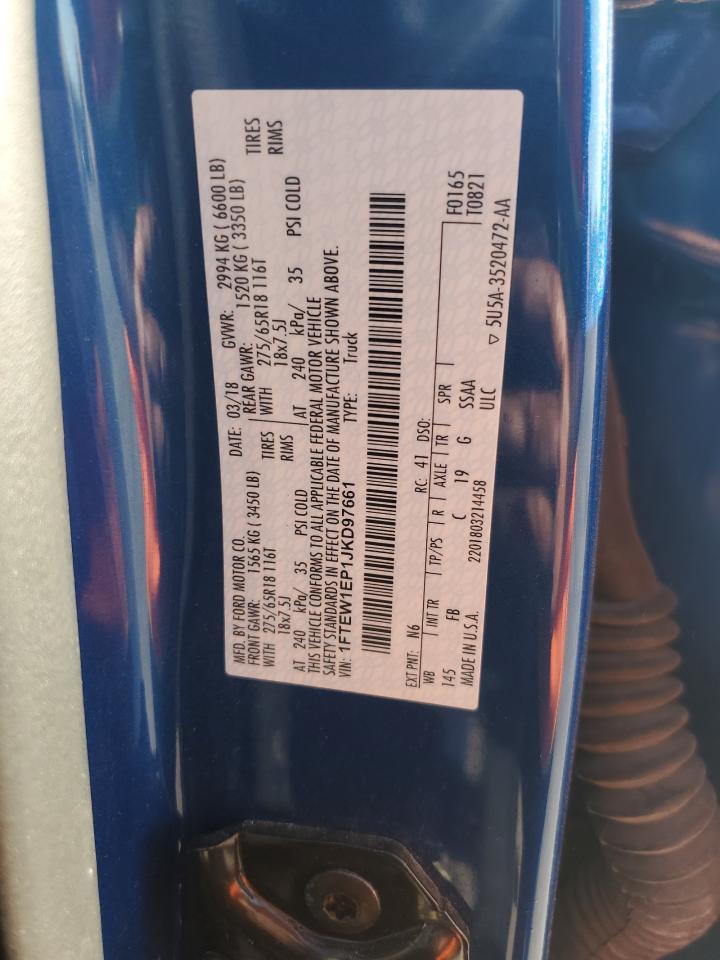 2018 Ford F150 Supercrew VIN: 1FTEW1EP1JKD97661 Lot: 81737965