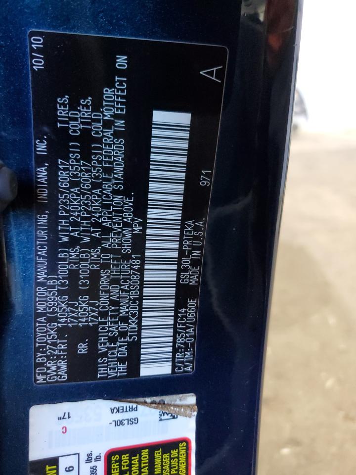 2011 Toyota Sienna Le VIN: 5TDKK3DC1BS087481 Lot: 84254635