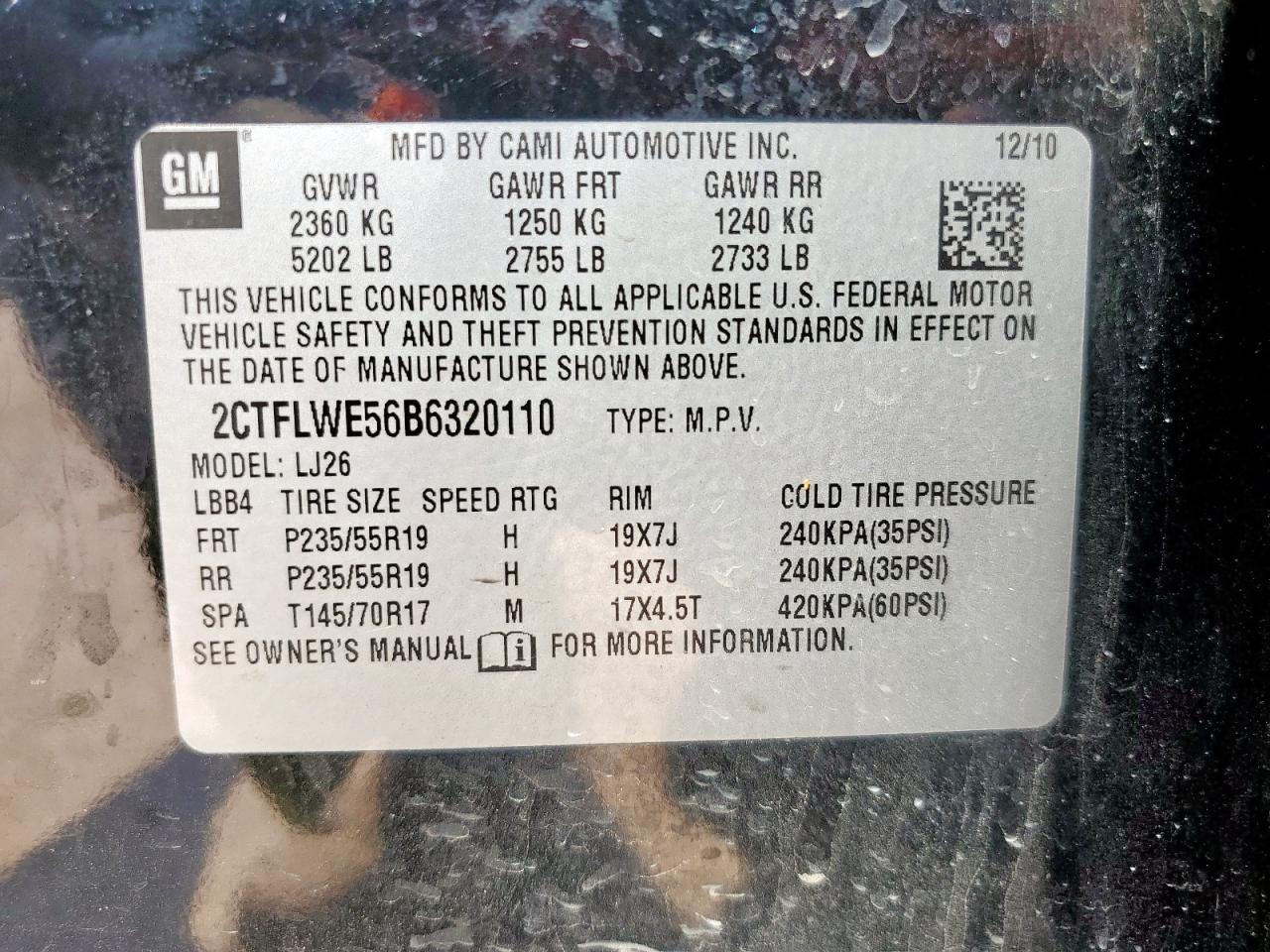 2011 GMC Terrain Slt VIN: 2CTFLWE56B6320110 Lot: 81227585