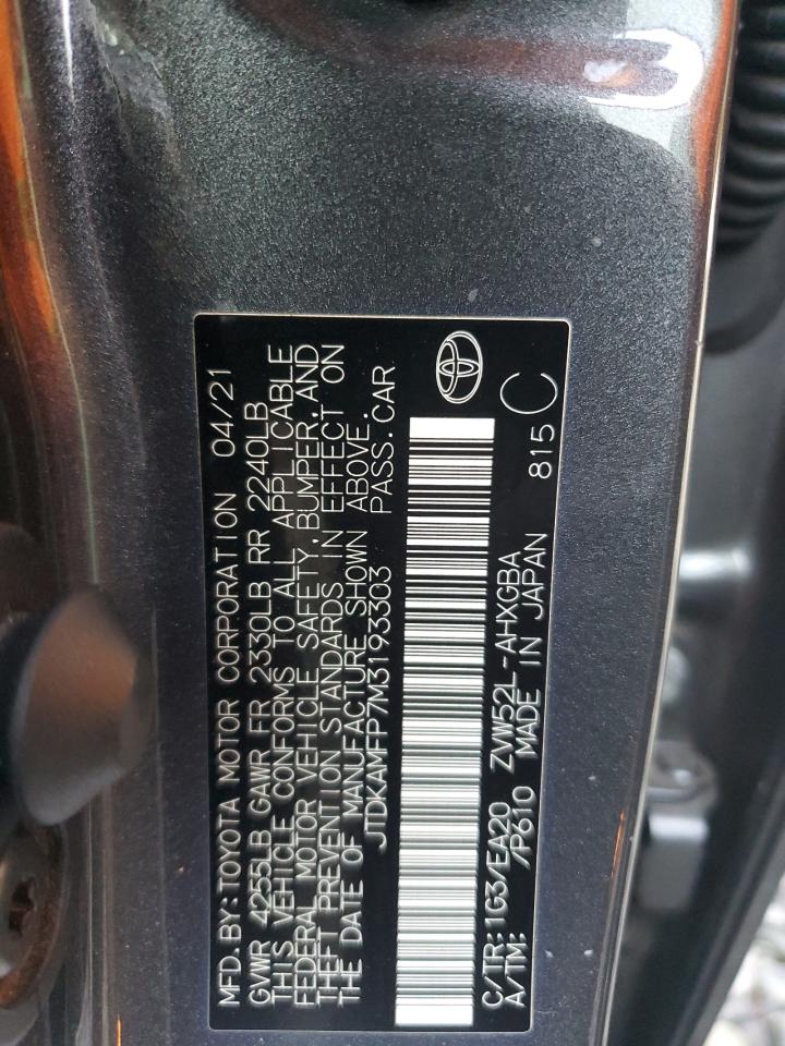 2021 Toyota Prius Prime Xle VIN: JTDKAMFP7M3193303 Lot: 43346712